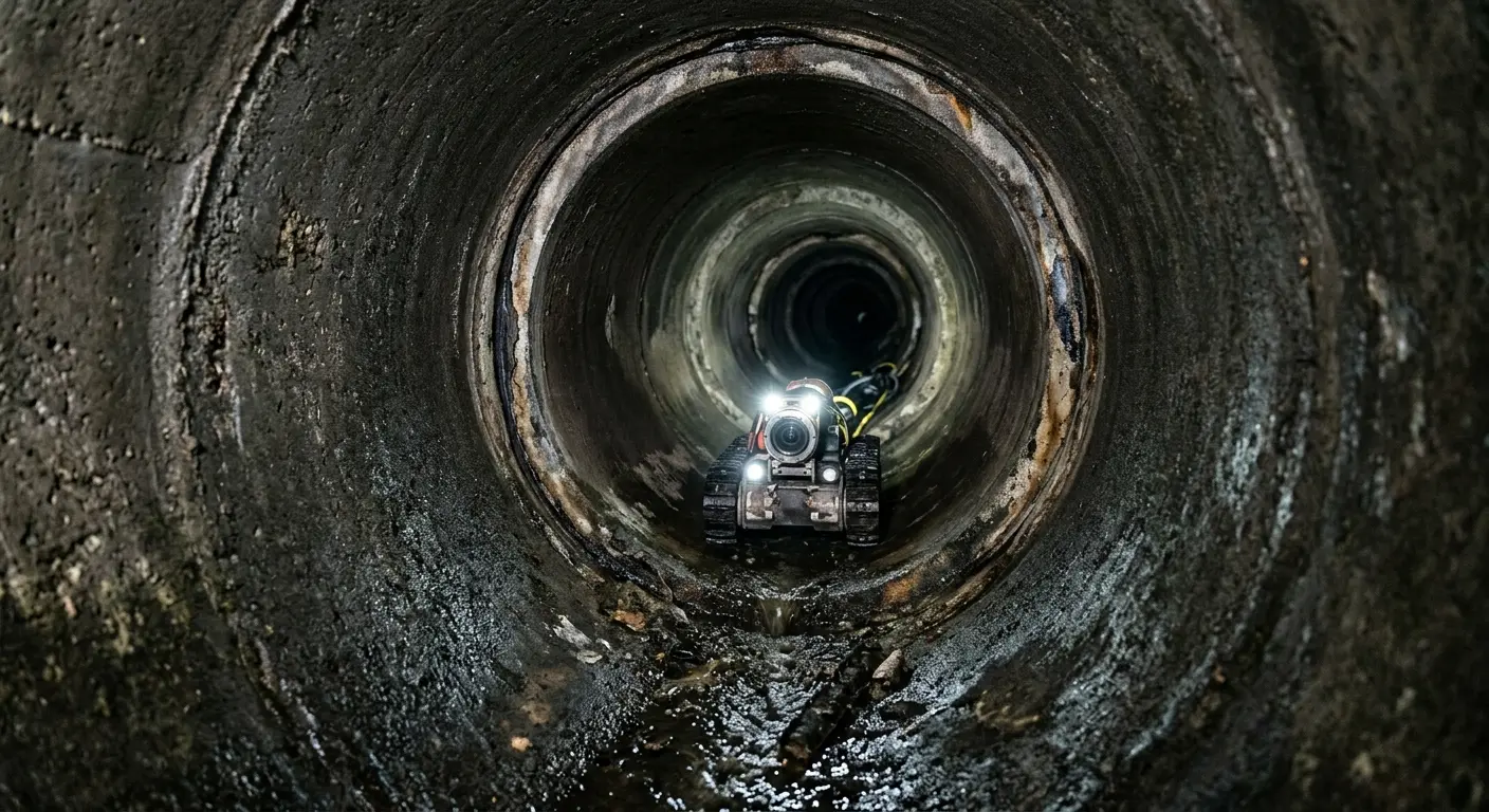 Robotic sewer camera inspecting pipe interior for Drain Snake Service in Aberdeen